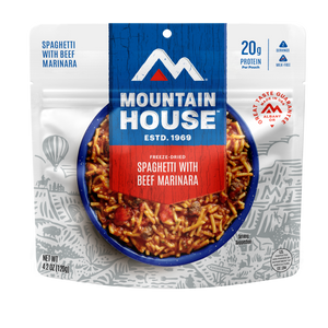 Spaghetti with Beef Marinara freeze dried food in a #10 can - Mountain House