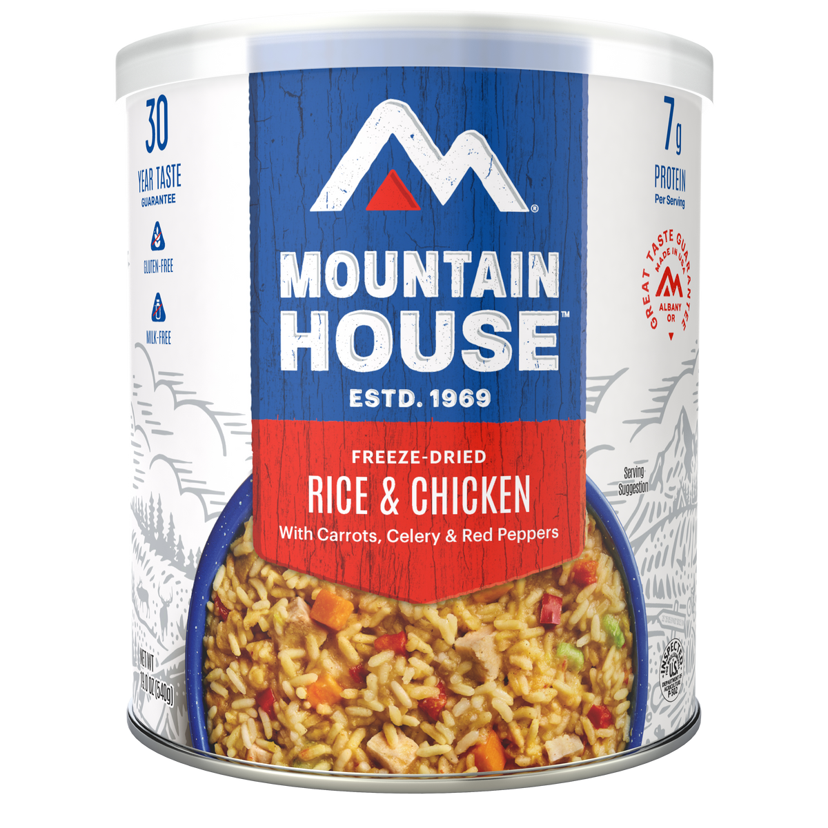 Rice & Chicken freeze dried food in a #10 can - Mountain House