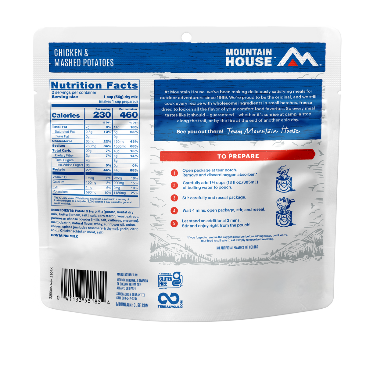Chicken and Mashed Potatoes freeze dried food - Mountain House