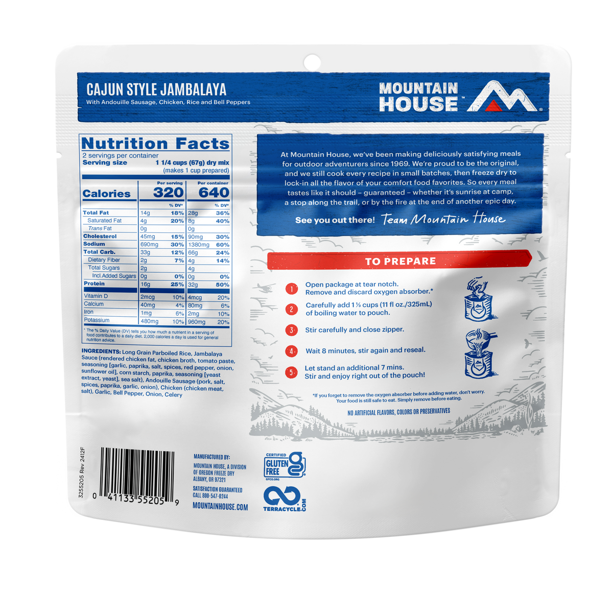 Cajun Style Jambalaya freeze dried food - Mountain House