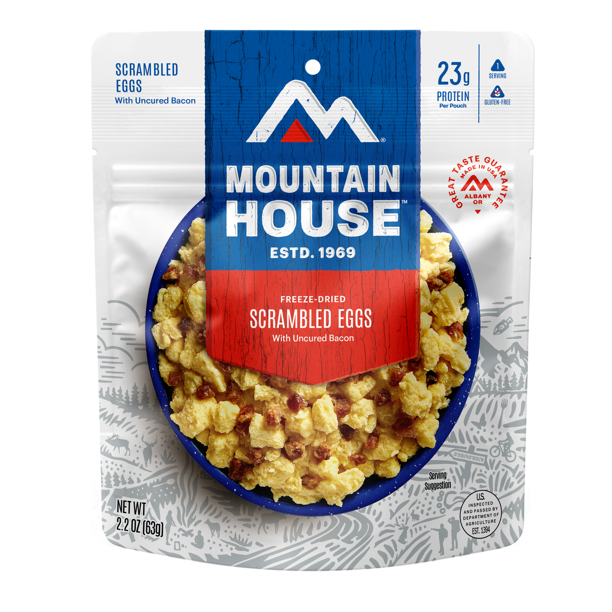 Scrambled Eggs with Uncured Bacon freeze dried food - Mountain House
