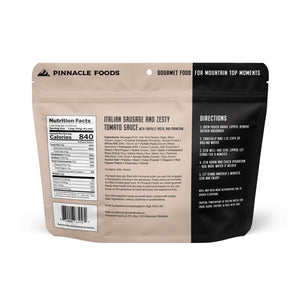Italian Sausage and Zesty Tomato Sauce with Farfalle Pasta, and Parmesan Freeze Dried Meal - Pinnacle Foods